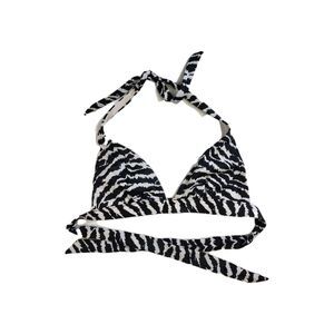 Victoria's Secret Women's S Black White Zebra Print Halter Bikini Top Swimwear